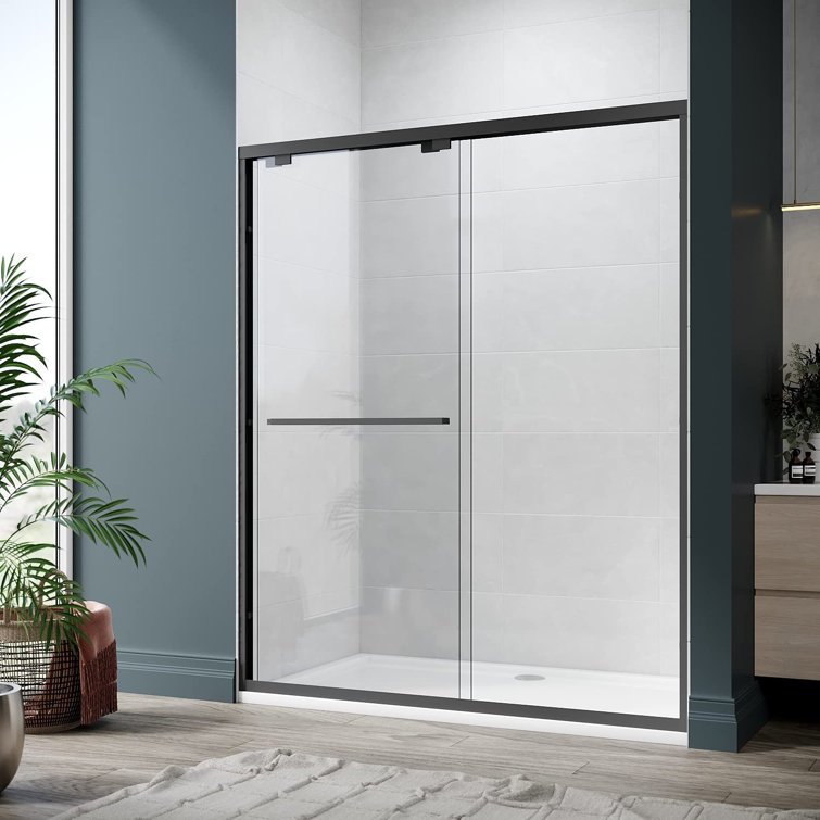 56'' - 60'' W x 72'' H Bypass Semi-Frameless Shower Door with Clear Glass