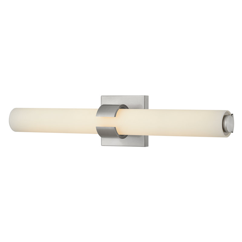 Aiden Integrated LED Bath Vanity Bar w/ Etched White Glass, Brushed Nickel