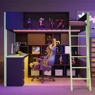 Wood Loft Bed With Desk