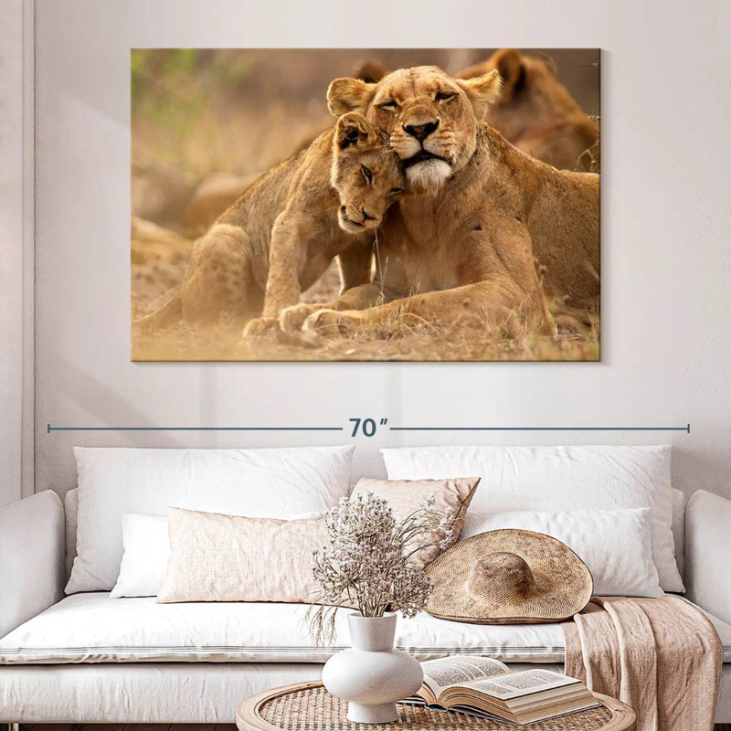 Lioness And Cub, 34" H x 51" W
