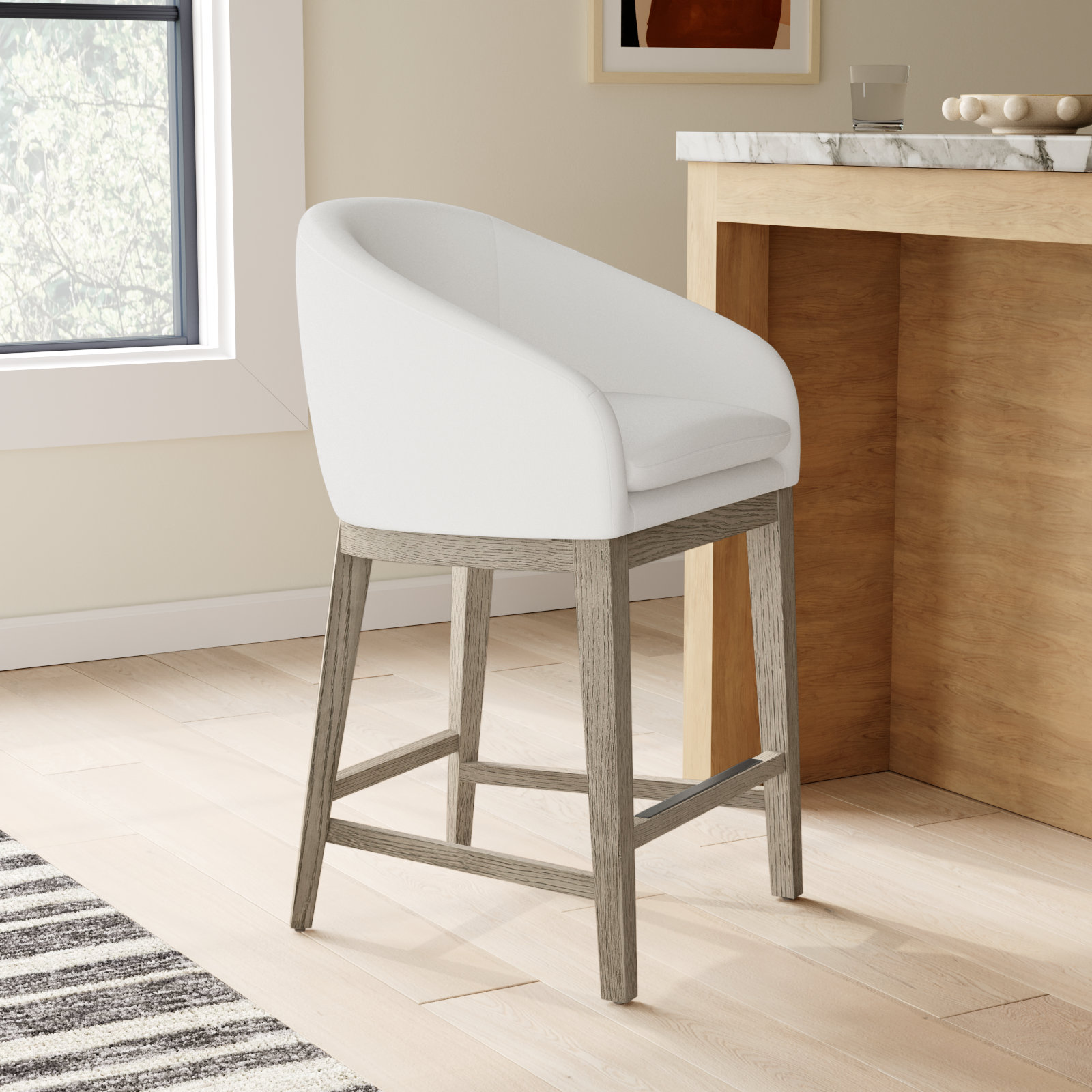 Bethea Round-back 25.98'' Counter Stool, Prestige Pearl Tweed