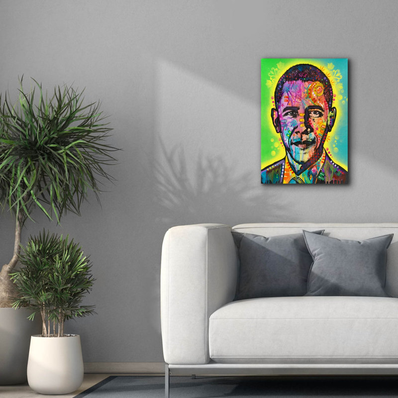 «Obama» par Dean Russo, art mural sur toile, H 26 po x l 18 po x P 0,75 po