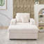 Canapé simple en velours côtelé vert avec un coussin, deux coussins décoratifs, un repose-pieds et deux espaces de rangement-1097002349