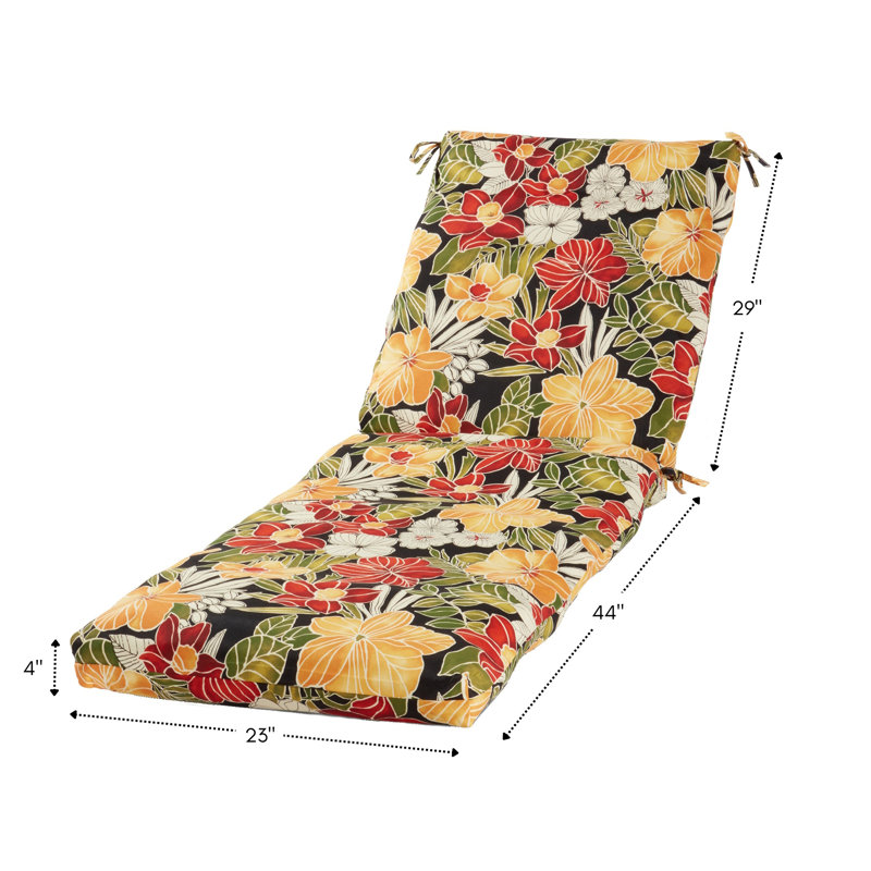 Outdoor Chaise Lounge Chair Cushion, Aloha Black