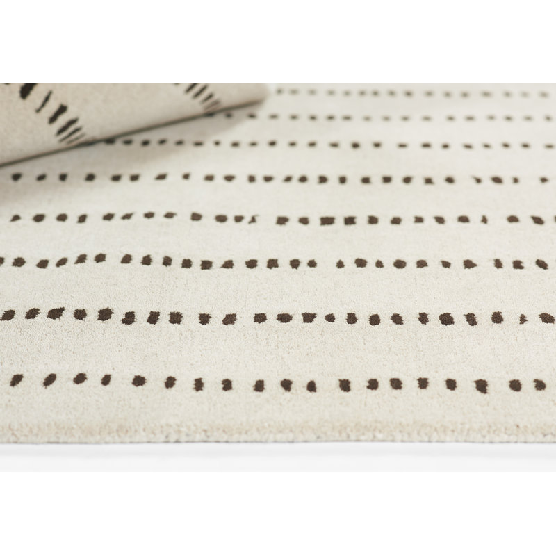 Austen Hand Tufted Wool Striped Area Rug in Beige, Rectangle 2' x 3'