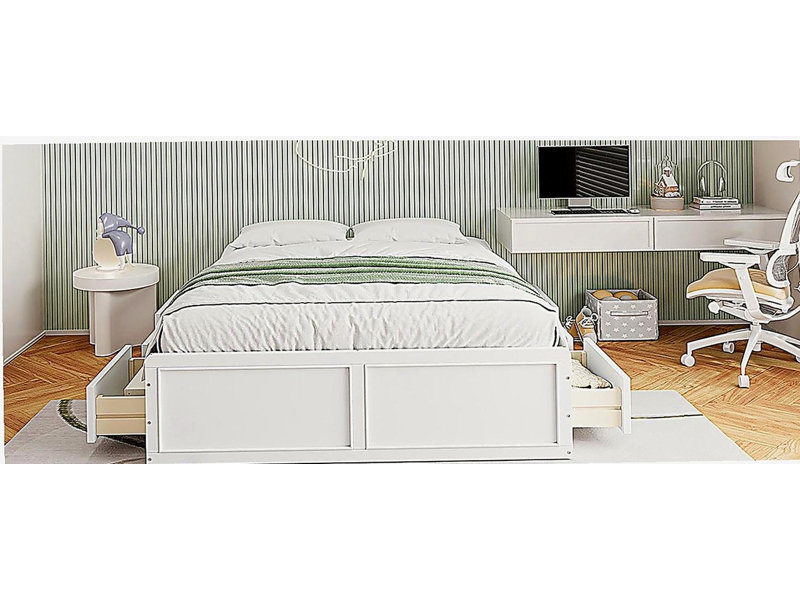 Base de lit plateforme en bois avec 6 tiroirs