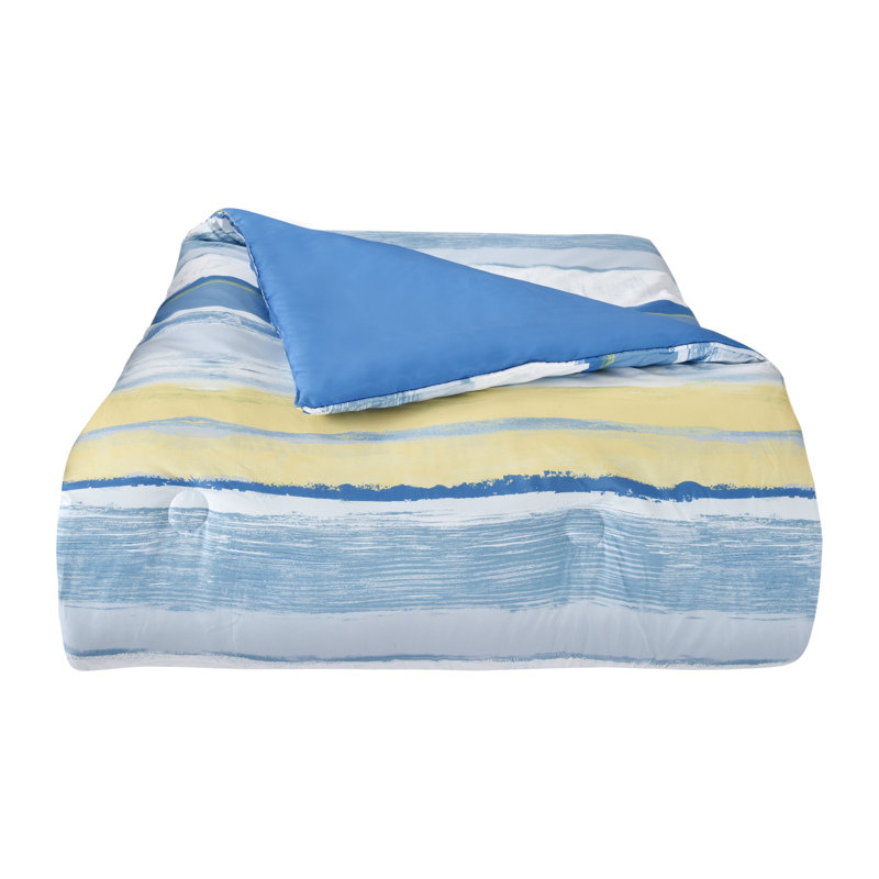 Queen Blue Microfiber Seashore Comforter Set