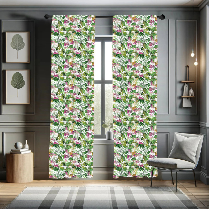 Panneaux de rideaux semi-diaphanes avec passe-tringle Tropical, 28 po x 63 po
