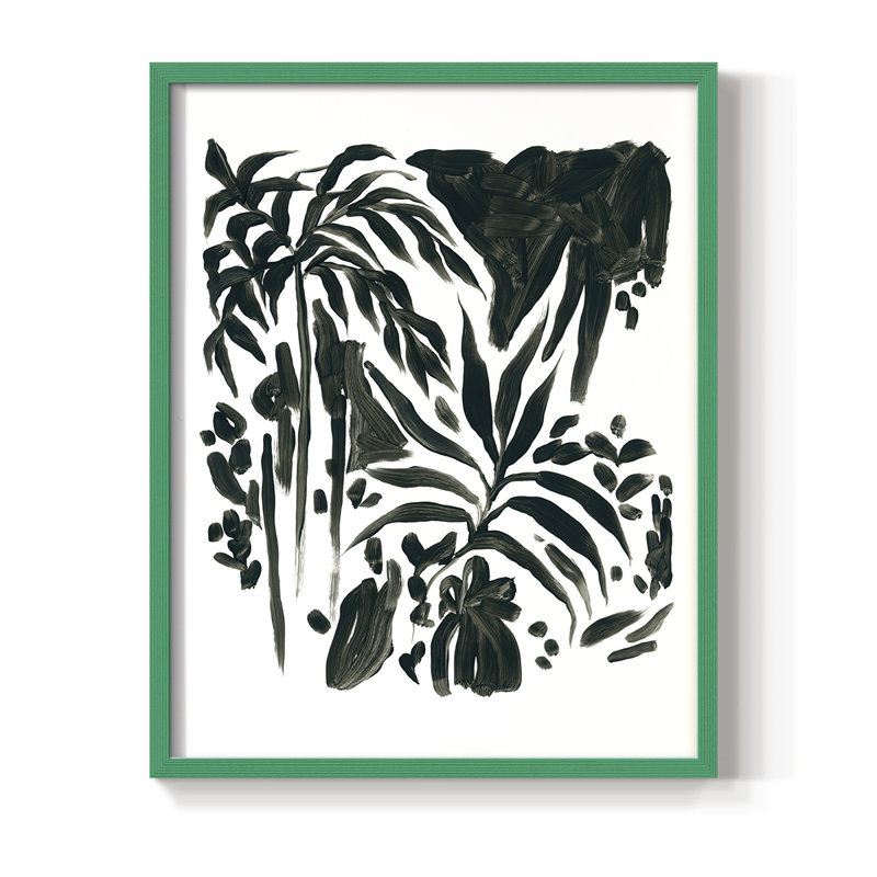 Encre Jungle II, reproduction encadrée - bois massif, H 21 po x l 17 po, Vert