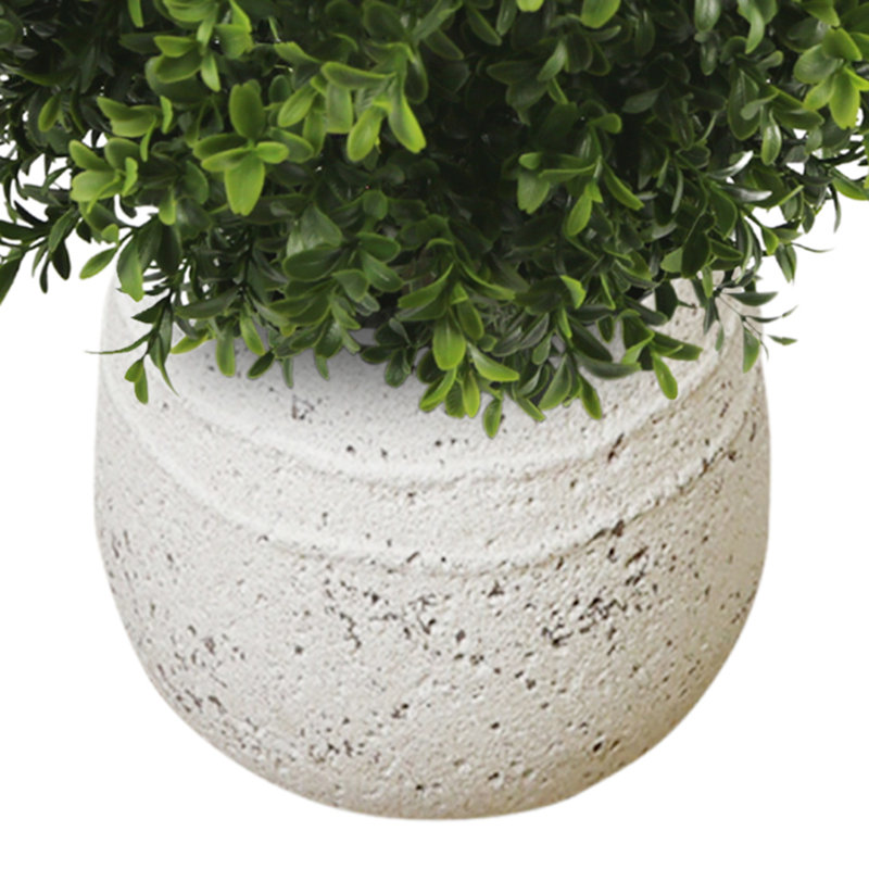 Boule de buis d'extérieur résistante aux rayons UV dans une jardinière décorative en pierre
