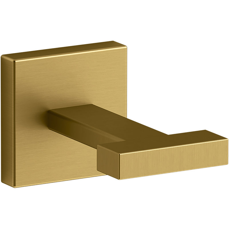 Square Robe Hook, Vibrant Brushed Moderne Brass