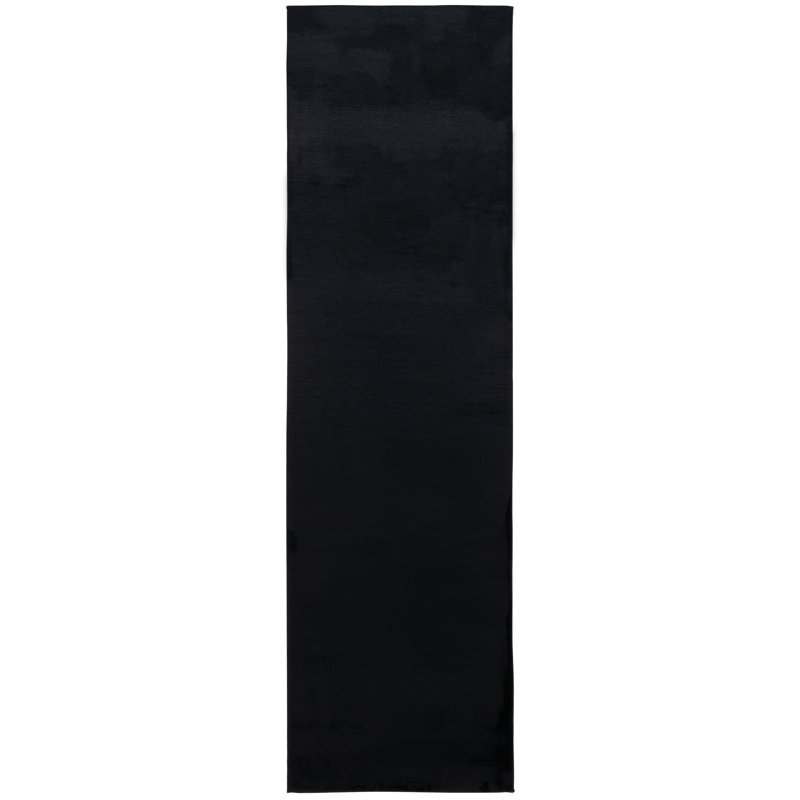 Tapis de couleur unie en fourrure de lapin Devaris, Tapis de couloir 2 pi 3 po x 10 pi
