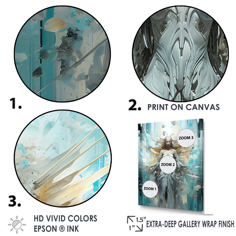 Angels Announcement Celestical Christianism - Christianisme, art mural, Cadre flottant noir, H 44 po x l 34 po x P 1,5 po