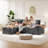 100-inch Corduroy L-shaped Sectional 3-person Modular Cloud Sofa-1225645218