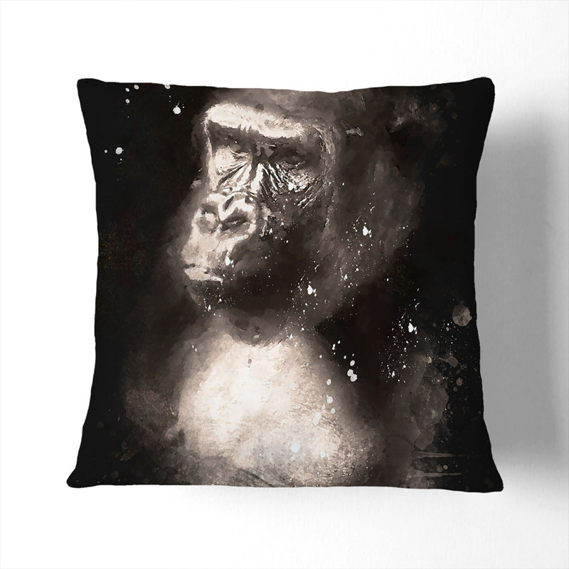 Mighty Silverback Gorilla Paint Splash Cushion with Filling, 40cm H x 40cm W x 15cm D
