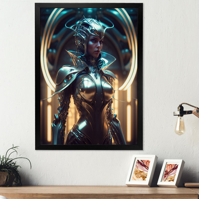 «Futuristic Robot Woman I», impression sur toile, Noir, H 20 po x l 12 po x P 1 po