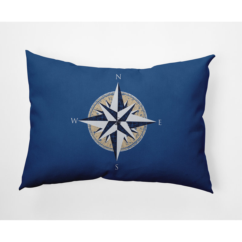 Compass Outdoor Rectangular Pillow Cover & Insert, Blue