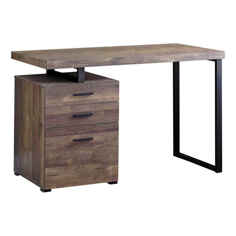 Bureau d'ordinateur, bureau personnel, ordinateur portable, installation à gauche, à droite, tiroirs de rangement, L 48 po, stratifié de travail, métal, contemporain, moderne