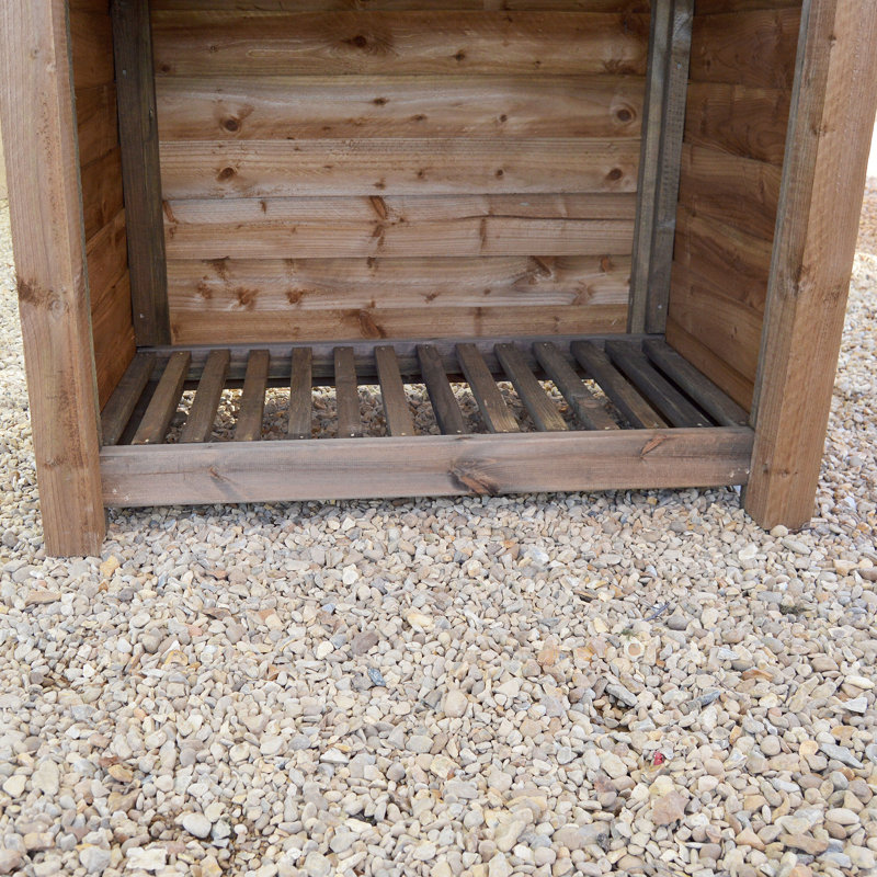 Stanardsville 89.5cm W x 74.5cm D Solid Wood Log Store, Rustic Brown