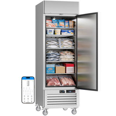 Réfrigérateur commercial à porte simple 27 "avec contrôle d'application en acier inoxydable VEECOOL - 23 pieds cubes