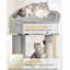 Arbre à chat 79,9 pouces pour chats d'intérieur, poteau à griffes multicouches avec grande plateforme, 2 grottes, 7 poteaux en sisal, pompons, panier à chat, hamac, convient aux chats, gris clair-489551145-489551146