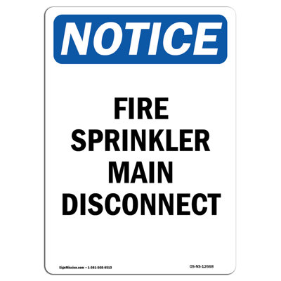 Fire Sprinkler Main Disconnect Sign