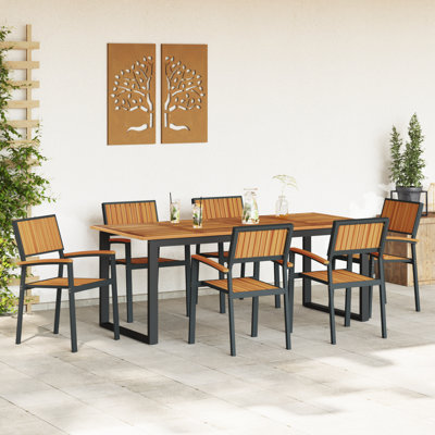 Rectangular 7 - Piece 6 - Person 200Cm L Outdoor Table Set
