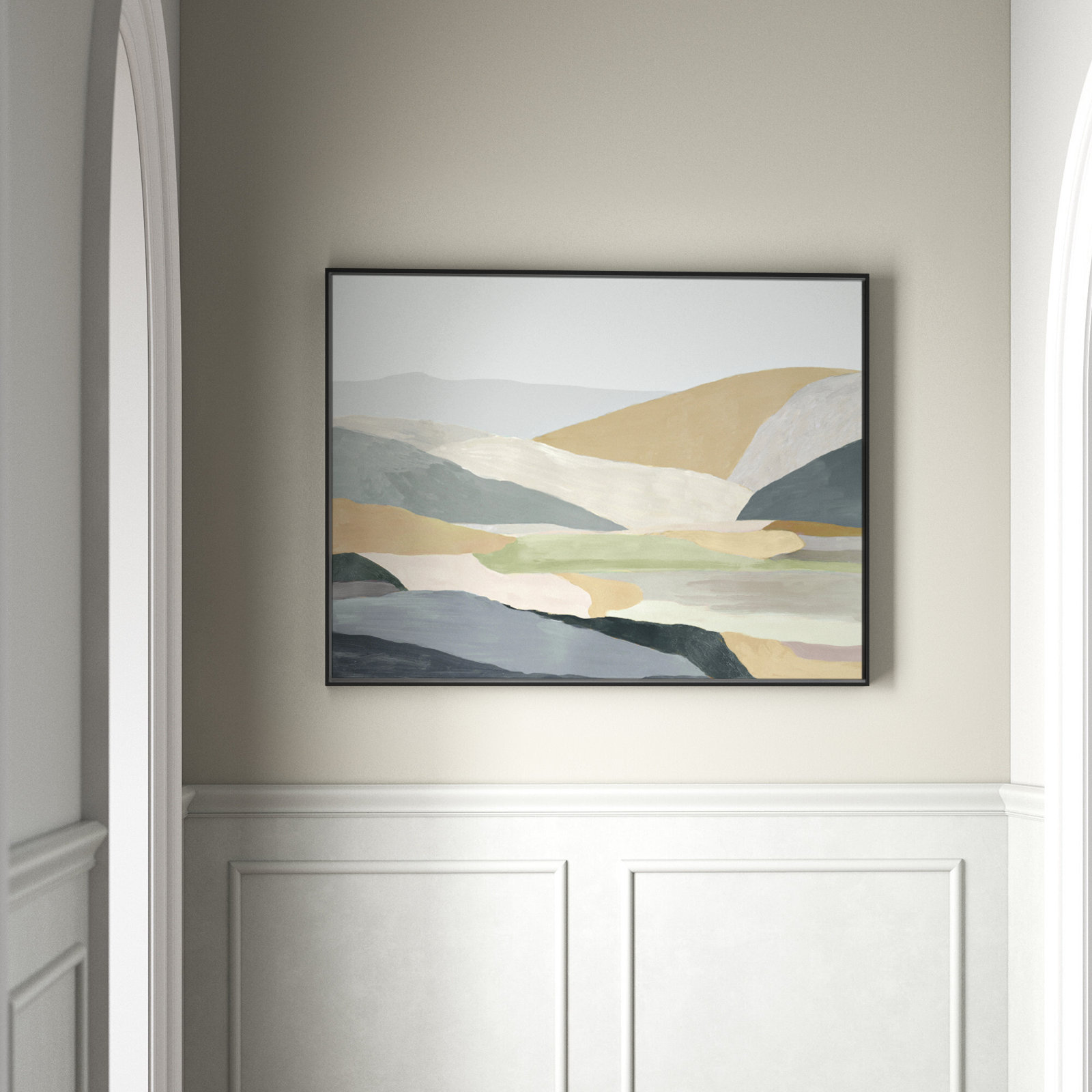 Blair "Warm Hills I" Painting, 31.5" H x 41.5" W x 2" D, Black Canvas 