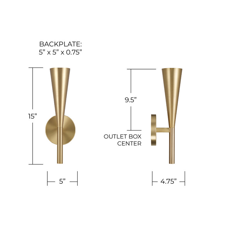 5" W x 19.25" H 2-Light Modern Tapered Dual Sconce in Polished Nickel, Polished Nickel, 5"W x 19.25"H x 4.75"E