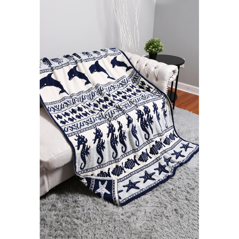 Jeté de luxe à motif nautique - Marine