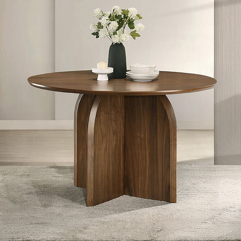 Dark Walnut Round Dining Table