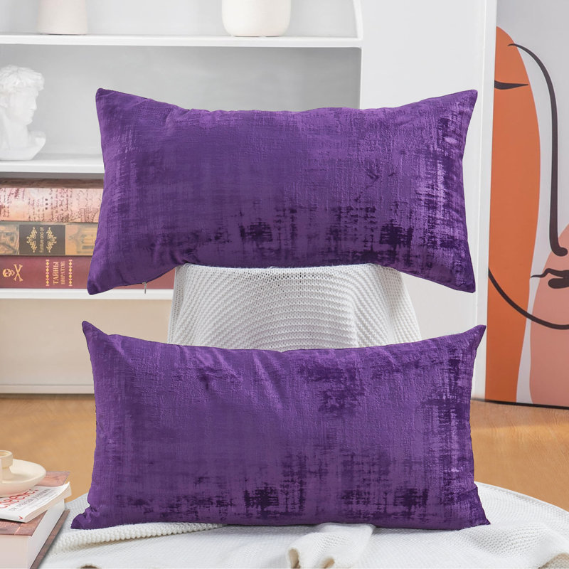 Housse de coussin rectangulaire en velours texturé, Pourpre impérial