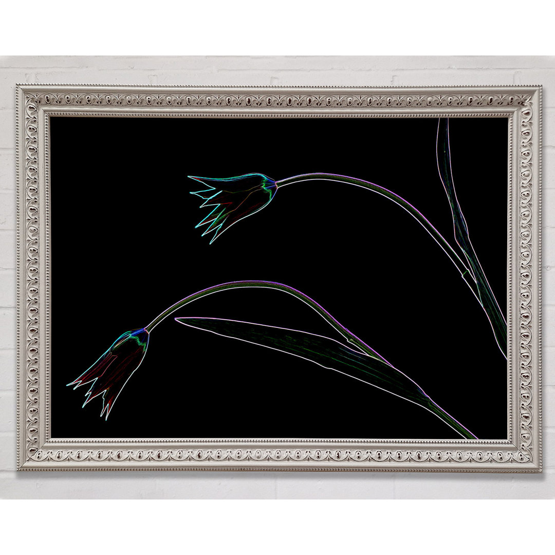 Gerahmtes Leinwandbild Abstract Neon Floral 27