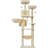 Cat Tree For Cats, Plush Multi-Level Cat Condo With 12 Scratching Posts, 2 Perches, 2Caves, Hammock, 2 Pompoms, Scratch Board For Indoor Cats -MS023LM Beige