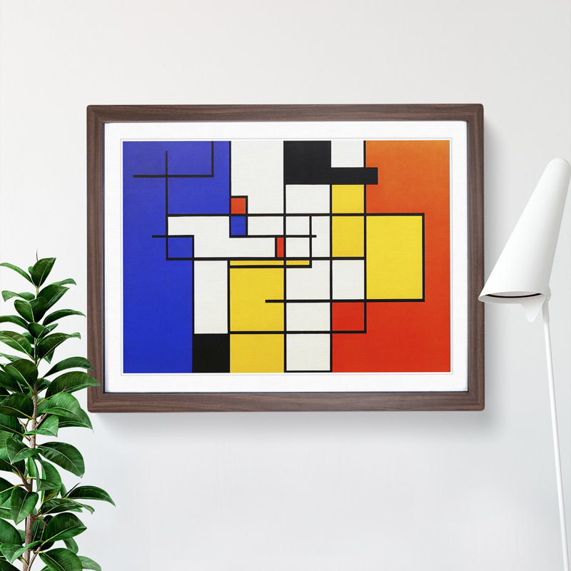 Abstract Cubism Art Vol.1 - Framed Print, 34cm H x 46cm W x 2cm D, Walnut