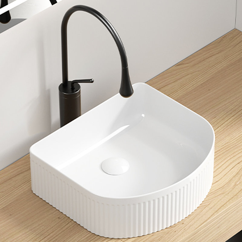 Lavabo vasque rectangulaire de style américain pour salle de bain - Lavabo au-dessus du comptoir en céramique en blanc brillant, impact, teinture 16,15 profondeur, entretien facile, ensemble de coussins sécuritaires,