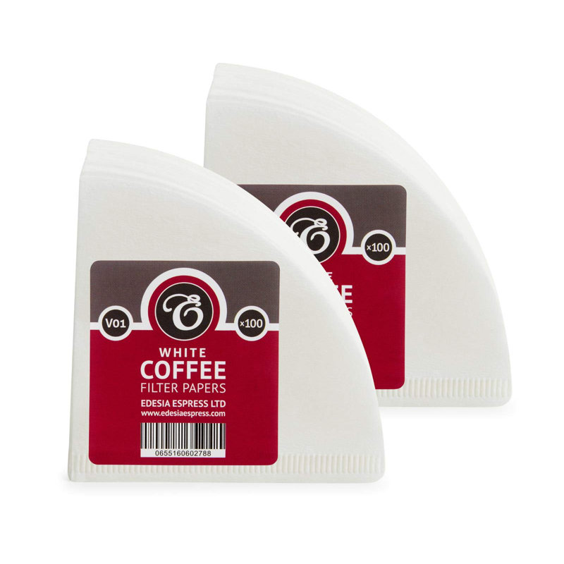 200 Size V01 White Coffee Filter Paper Cones – V Shaped, Compatible With Hario Size 01