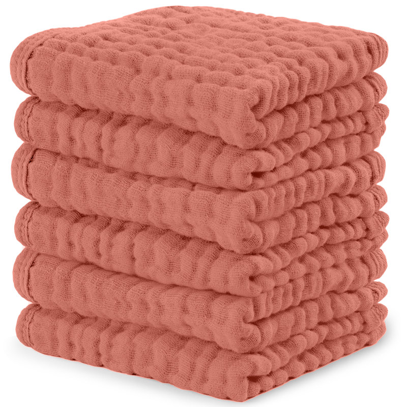 Comfy Cubs Muslin Baby Washcloths - Soft 6-Layer Cotton Wash Cloths for Sensitive Skin - 10"x10" Large, Gentle, Absorbent Infant Essentials