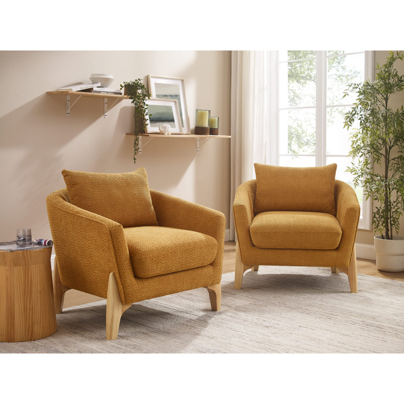 Harver Upholstered Barrel Chair, Curry Polyester, Brown