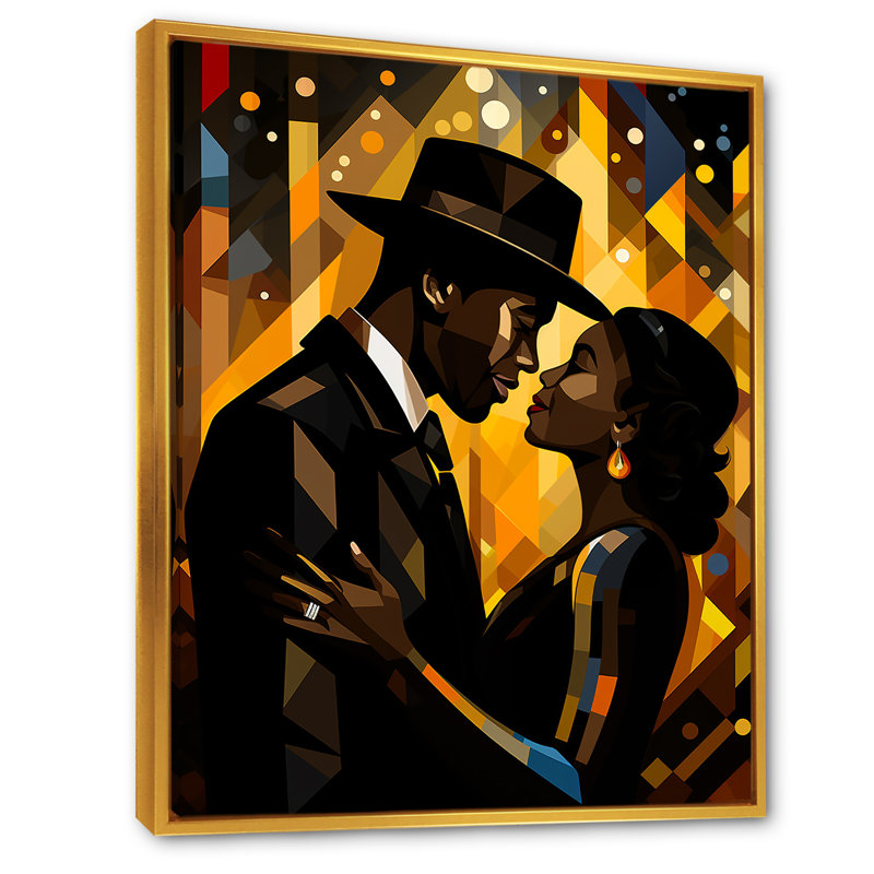 Couple glamour Jazz Age, Cadre flottant doré, H 20 po x l 12 po x P 1 po