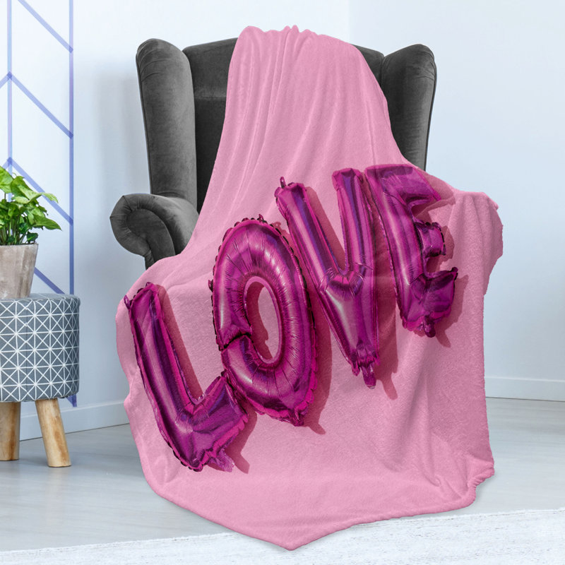 Ambesonne Throw Blanket Romantic Pink, 50" W 60" L