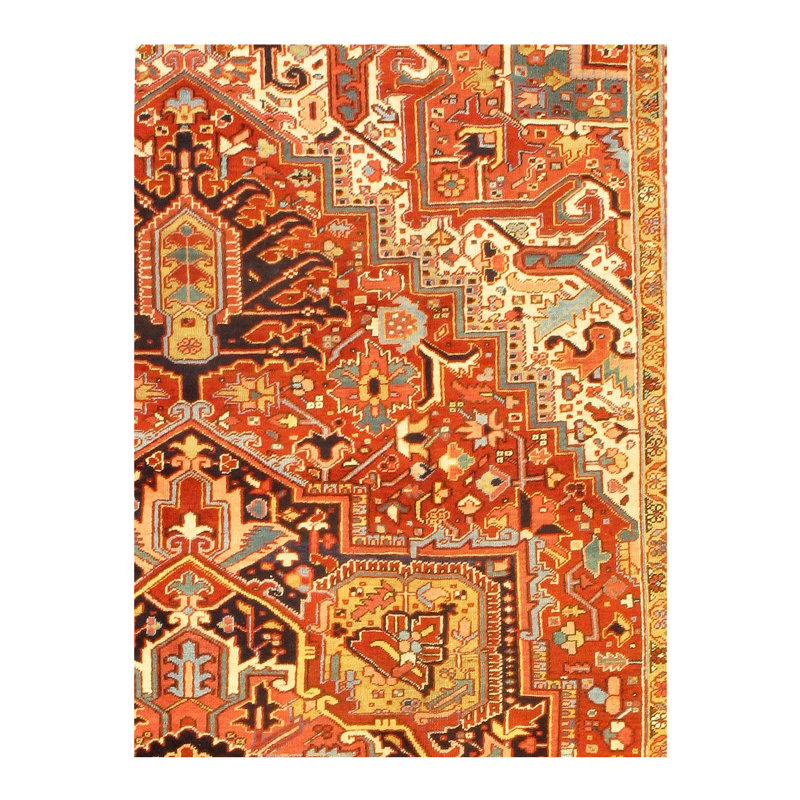 Tapis rouille noué à la main de conception unique 10 pi x 13 pi 8 po Nasriya