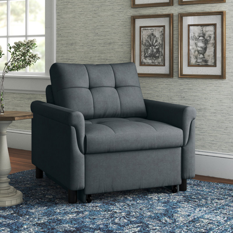 Upholstered Accent Chair, Dark Gray Polyester