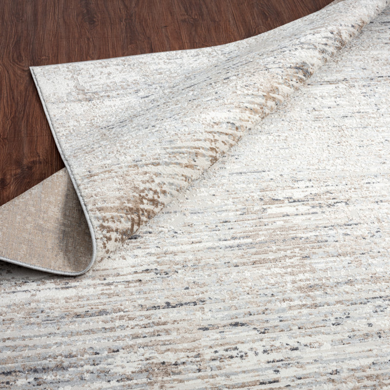White Tones / Beige Area Rug, Square 8', Gray