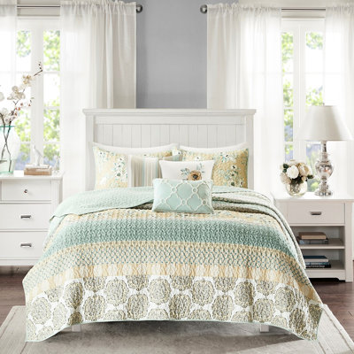 6 pièces courtepointe en coton pour chambre à coucher, double / grand, imprimé floral et géométrique, décoration enchanteresse et géométrique, envoûtante