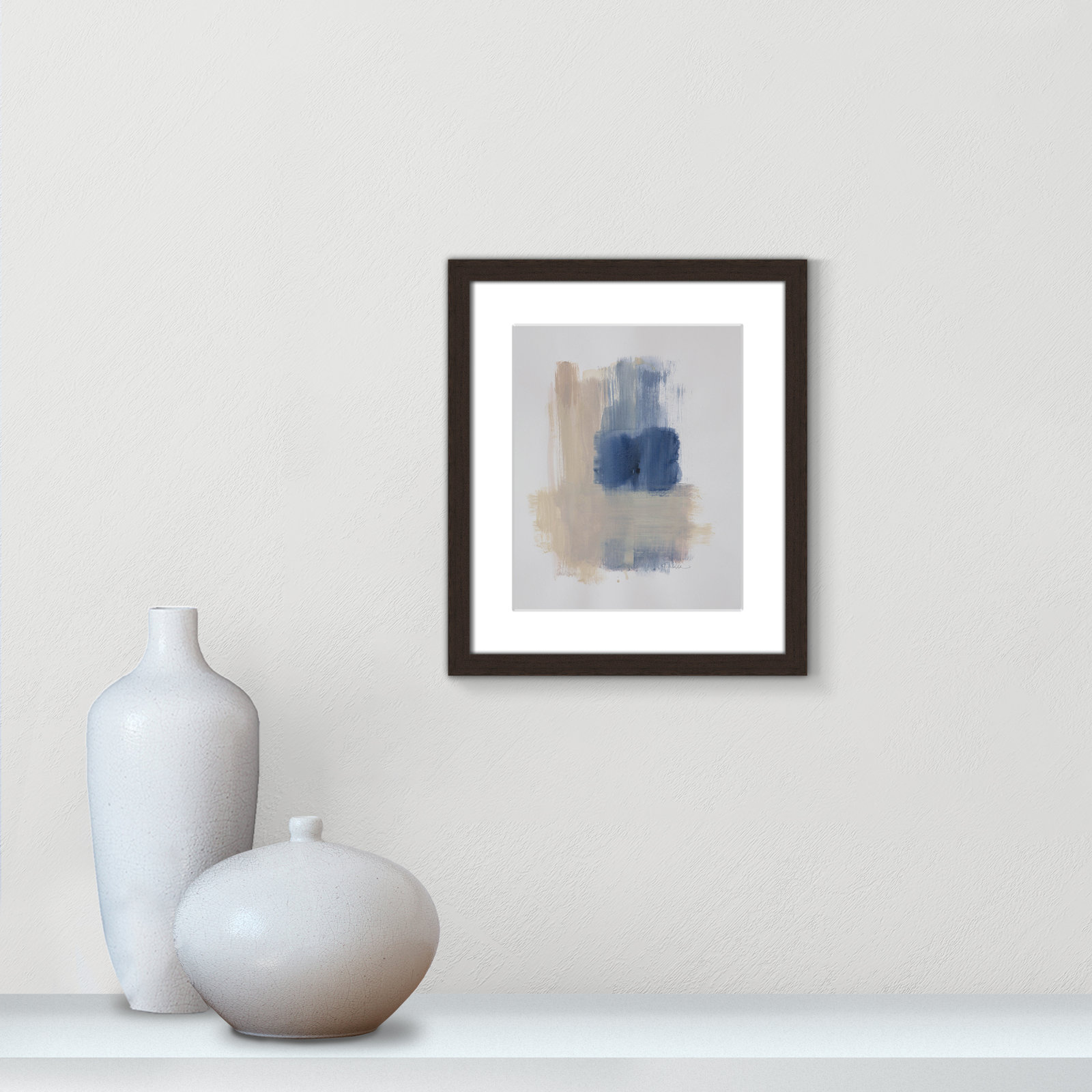 Macathurn "Powder Room Wash III" Print, 15" H x 13" W x 1.25" D, Walnut Matted Picture Framed