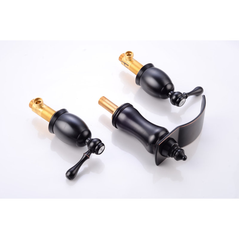 Robinet de salle de bain à large entraxe avec bonde, Bronze huilé