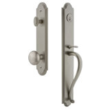 Arc Handleset with Single Cylinder Deadbolt and Fifth Avenue Door Knob and Rosette