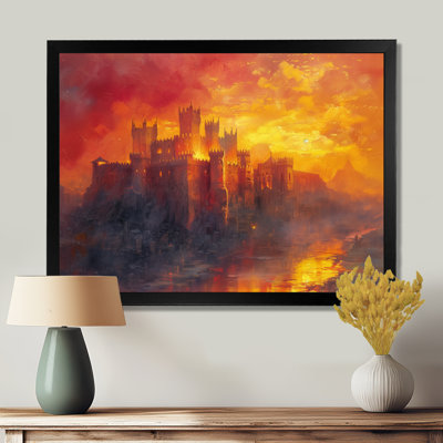Mystic Red Yellow Fortress Of Power I - Fortress Wall Art Living Room