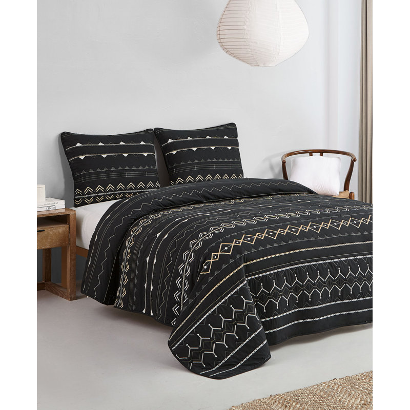 Rooney Modern & Contemporary Percale Quilt, Full/Double Quilt + 2 Full Shams